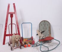 A retro painted childs easel along with