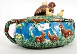 A Victorian Majolica style china game /