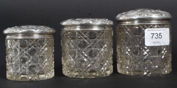 A set of 3 graduating hallmarked silver