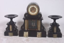 A 19th century French 3 piece clock garn