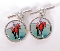 A pair of gentlemans silver and enamel s