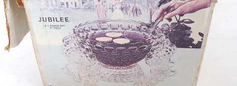 A retro Jubilee glass punchbowl and cups
