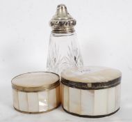 A silver hallmarked cut glass sugar sift
