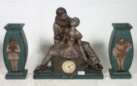 A 1930's Art Deco French 3 piece clock g