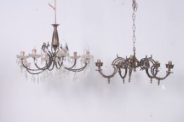 2 20th century brass chandeliers of deco