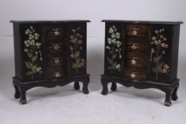 A pair of Japanese miniature cabinets be