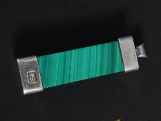 A vintage heavy silver and malachite nec