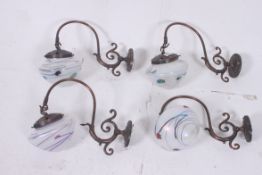 A set of Four brass wall hanging lights