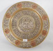 An Indian silver & copper overlay brass