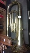 A 20th century brass tuba instrument, wi
