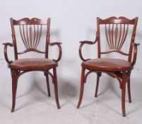 2 1930's rare shaped Thonet bentwood caf