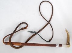 A silver hallmarked leather and horn rid