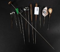 A collection of hat pins to include over