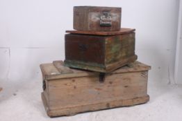 A 19th century pine blanket box chest to