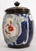 A 19th century Majolica biscuit barrel d