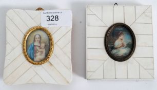 A pair of Edwardian ivory fronted miniat