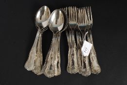 A collection of 21x white metal cutlery