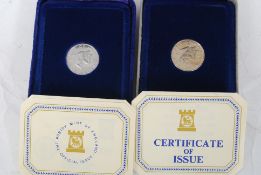 2x Silver Proof Coins; Pobjoy Mint Isle