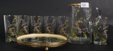 A handpainted wildlife scene cordial gla