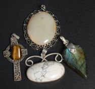 A collection of 4 silver 925 necklace pe