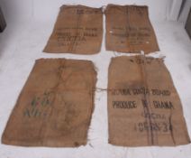 A set of 4 original Cocoa Bean hessian s