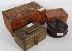 A Chinese camphor wood jewellery casket