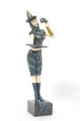 A 20th century cast metal French girl st