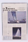 A framed laminated large sailing poster / report based on Tony Bullimore, the renowned Bristol