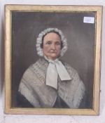 A 19th century oil on canvas 3/4 portrayal study painting of an elderly lady. Set within gilt frame.