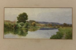 Thomas Pyne (British, 1843–1935) Edwardian watercolour painting of the river at Dedham, Essex.