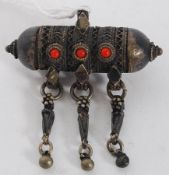 An early 20th century / late 19th century white metal Qing Xi seal brooch.  Weight 14.8 grams