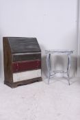 A Shabby Chic painted upcycled bureau having appointed interior over chest beneath. Together with