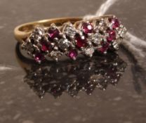 An 18k gold amethyst and diamond ring. Weight 5,1g.