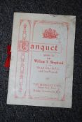 FOOTBALL; Bristol City AFC Monday Nov. 6th 1933 Banquet MEnu given by William S. Shepherd at the