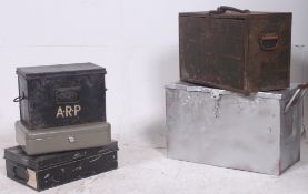 A retro watch makers / engineers metal cabinet with locking front and four drawers to interior.