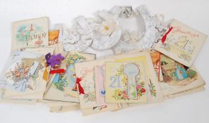 A collection of mid-century greetings cards, mostly for 21st Birthday and others.