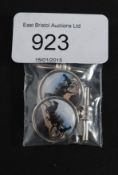 A pair of white metal silver 925 and enamel set cufflinks depicting a horse and trap.