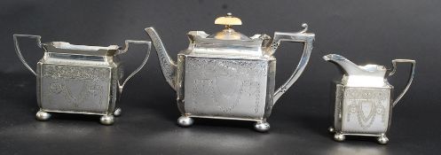 A good decorative three piece silver pla