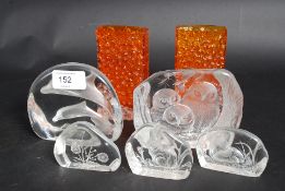 A pair of orange Whitefriars style studi