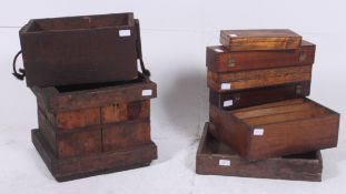 A large collection of vintage wooden box