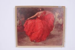 A retro 1950's Spanish framed print of a