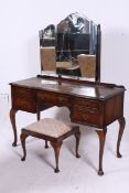A 1940's Queen Anne walnut dressing tabl