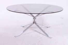 A good 1970's chrome and smoked glass co