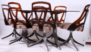 A good 1970's smoked glass and chrome di