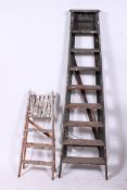 2 vintage 20th century wooden ladders ha