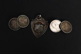 A set of silver 19th century coins mount