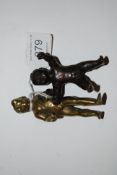 2 small cherub figurines, one in brass t
