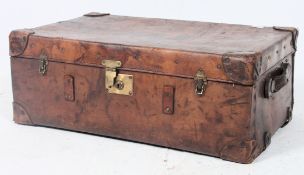 A substantial 19th century leather suitc