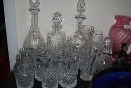A collection of crystal glass to include