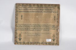 An early Victorian 1851 needlepoint samp
